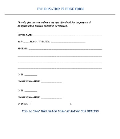 eye donation form template