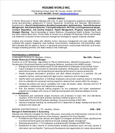 HR Resume - 16+ Free Word, PDF Documents Download