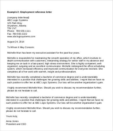 employment reference letter
