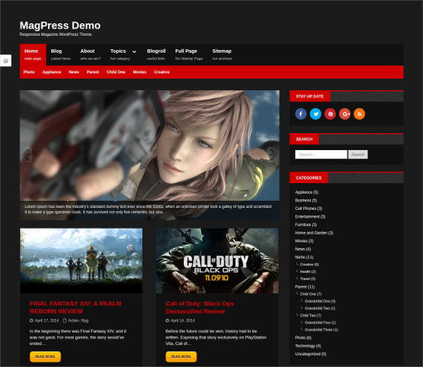 responsive dark wordpress theme
