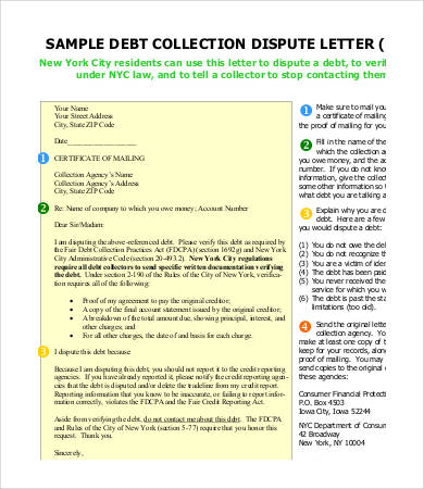 collection dispute letter template
