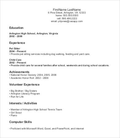 high school entry level resume template