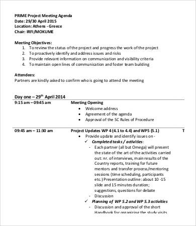project meeting agenda template