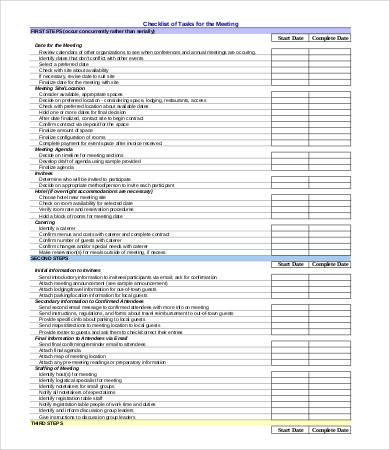 printable task checklist template