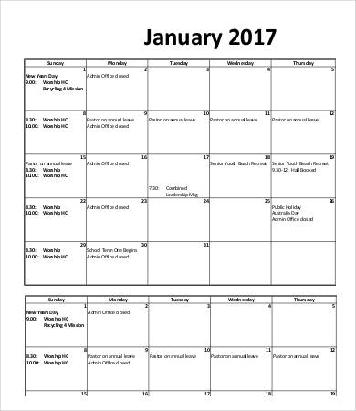 Printable Weekly Calendar Template - 19+ Free PDF Documents Download