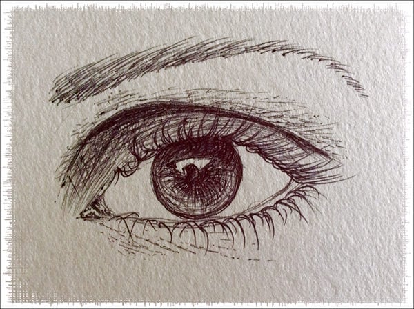 black and white eye drawing