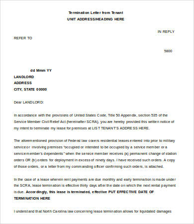 termination letter from tenant
