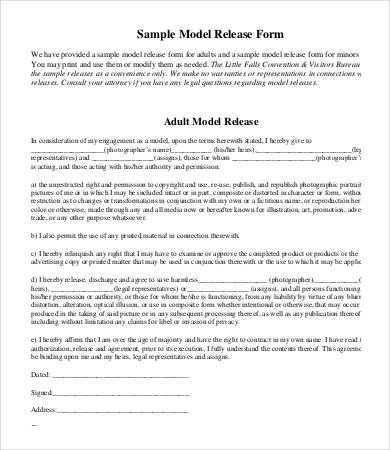 adult model release form template
