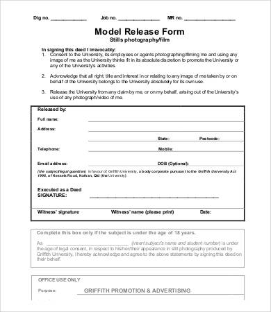 film model release form template