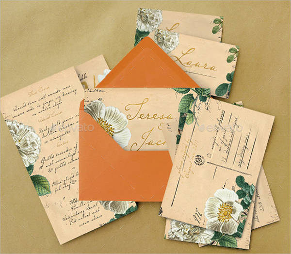 vintage wedding postcard invitation