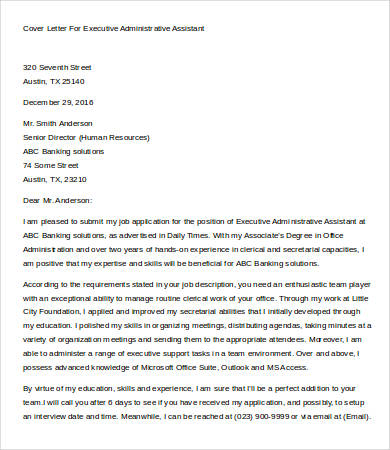 Cover Letters For Administrative Assistant - 6+ Free Word ...