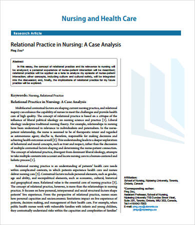 nursing case analysis format