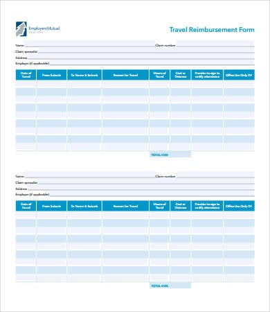 travel reimbursement form