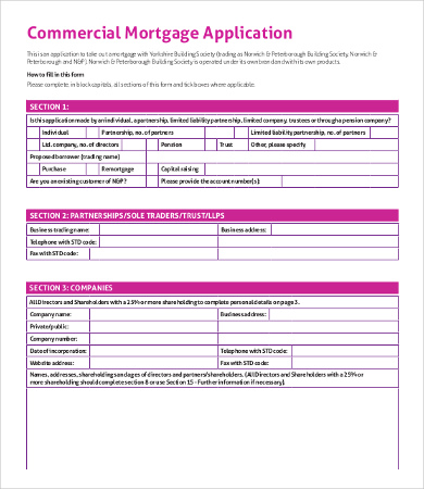 commercial mortgage application template