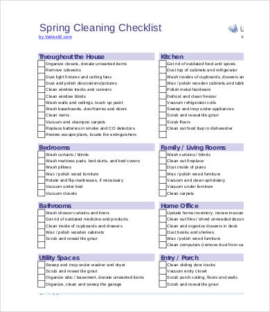 printable spring cleaning list