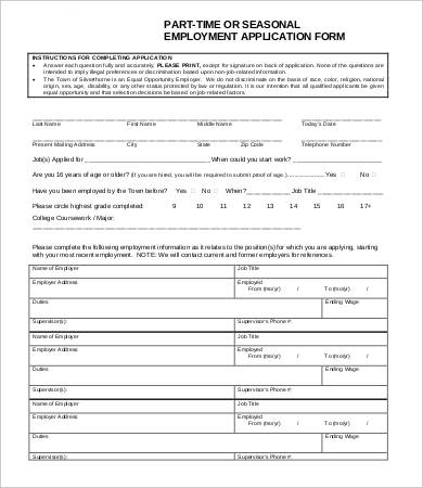 time application form for job part Free Documents Word,  PDF Employee 9  Application Form