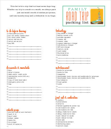 packing lists for vacation 9free word pdf documents download free