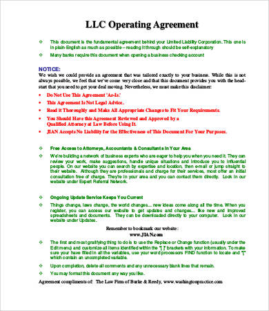 corporation operating agreement template