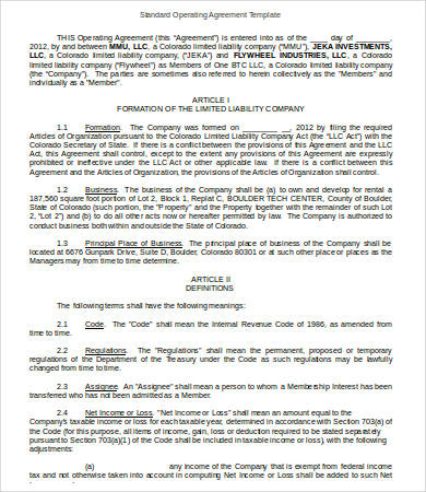 s corps operating agreement template