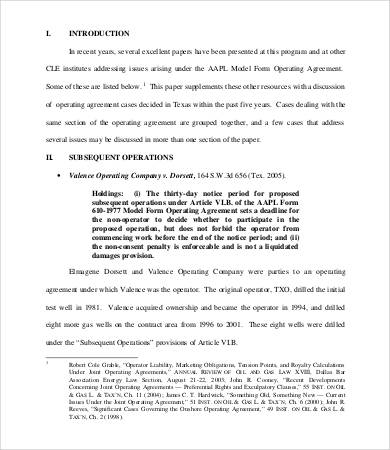 joint operating agreement template