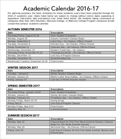free printable weekly academic calendar
