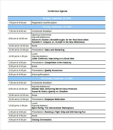 conference agenda templates