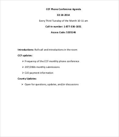 phone conference agenda template