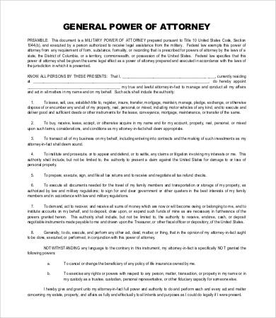 general power of attorney legal form