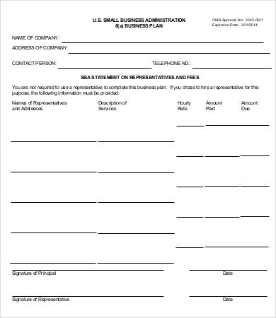 small business administration business plan template