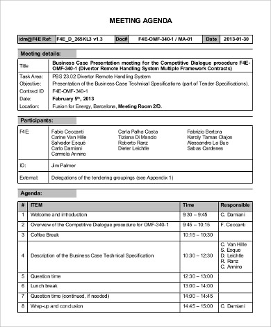 presentation agenda template