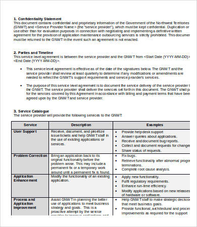 service level agreement outsourcing template