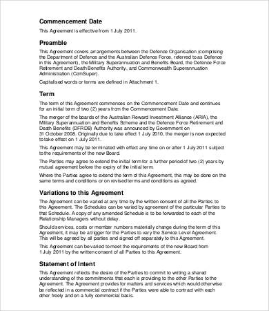 military service level agreement template