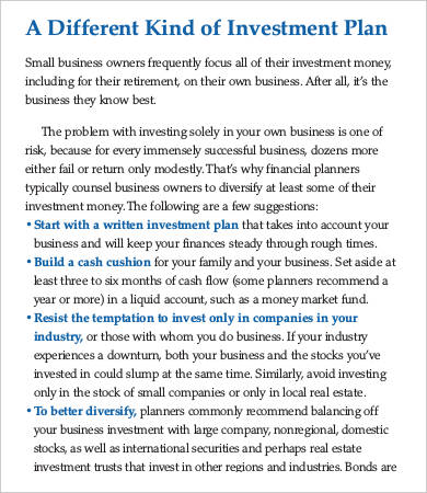 small business financial plan template