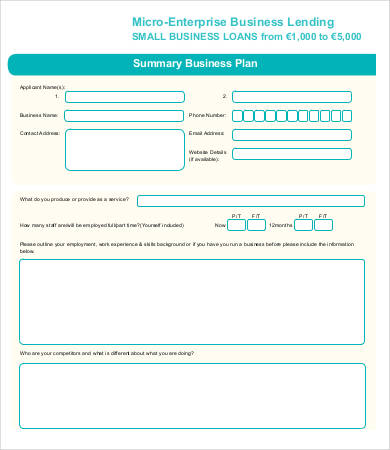 small business loan plan template