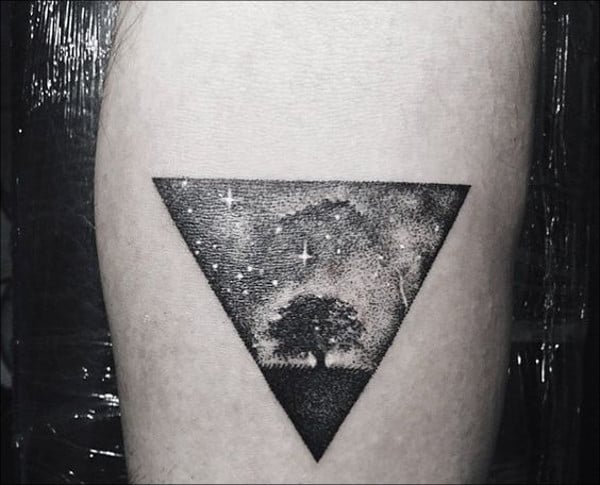 starry night black and white tattoo