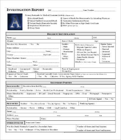police investigation report template
