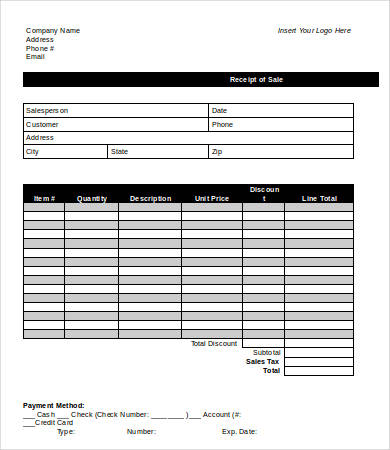 Sales Receipt Template - 21+ Free Word, PDF Documents Download