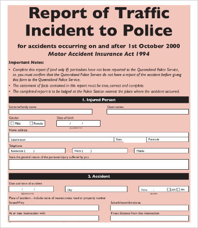 police accident report template