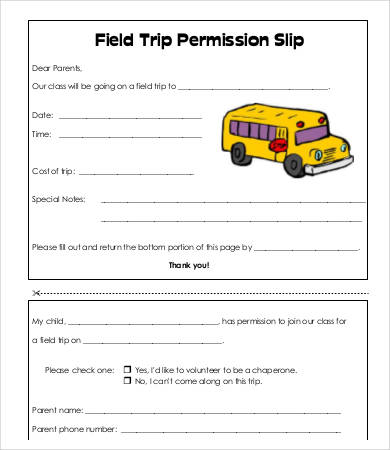 field trip permission slip template