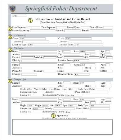 police crime report template