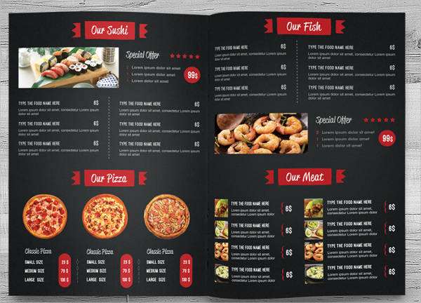 printable food menu template