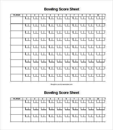 bowling league score sheet template