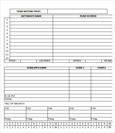 Bowling Score Sheet Templates - 9+ Free Word, PDF, Excel Documents ...