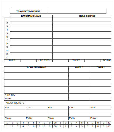 Bowling Score Sheet Templates - 9+ Free Word, PDF, Excel Documents Download