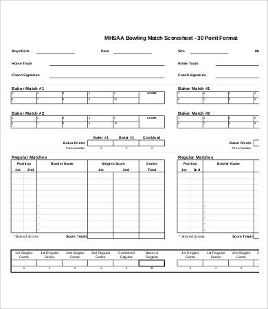 Bowling Score Sheet Templates - 9+ Free Word, PDF, Excel Documents Download