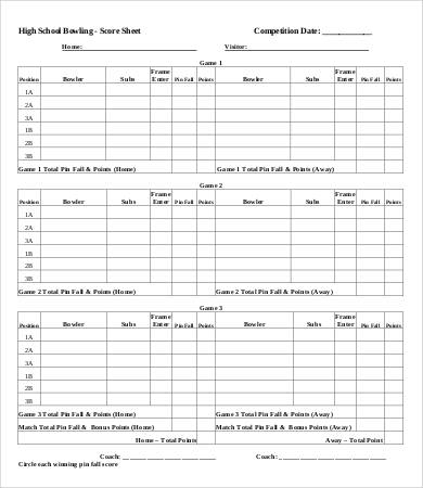 Bowling Score Sheet Templates - 9+ Free Word, PDF, Excel Documents Download