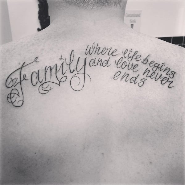 family tattoo on back
