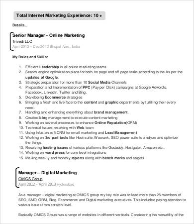 digital marketing manager resume