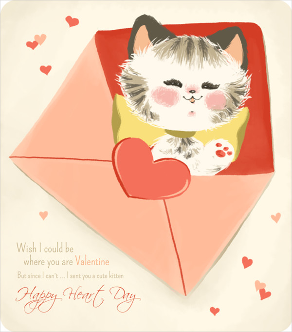 free vintage kitten valentine card