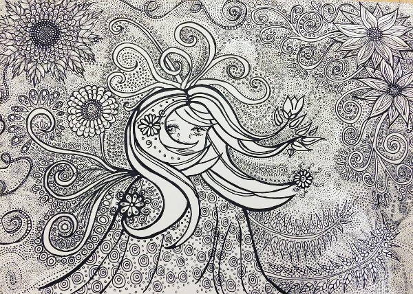 black and white doodle drawing